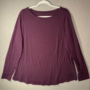 Belle Kim gravel size large burgundy Long Sleeve Top